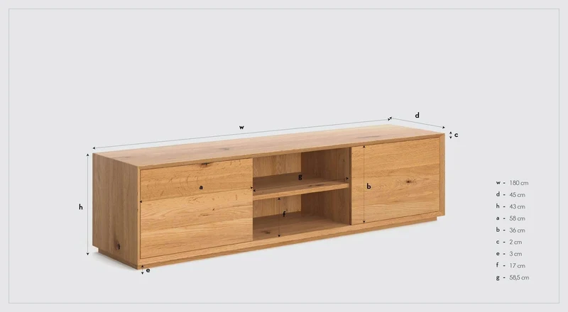 TV-Board aus massiver Eiche | Lowboard Pavo in verschiedenen Größen