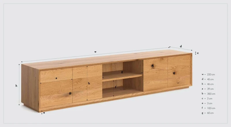 TV-Board aus massiver Eiche | Lowboard Pavo in verschiedenen Größen