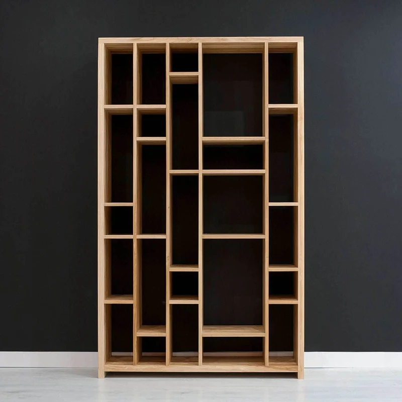 Bücherregal aus massiver Eiche | Großer Raumteiler Nook