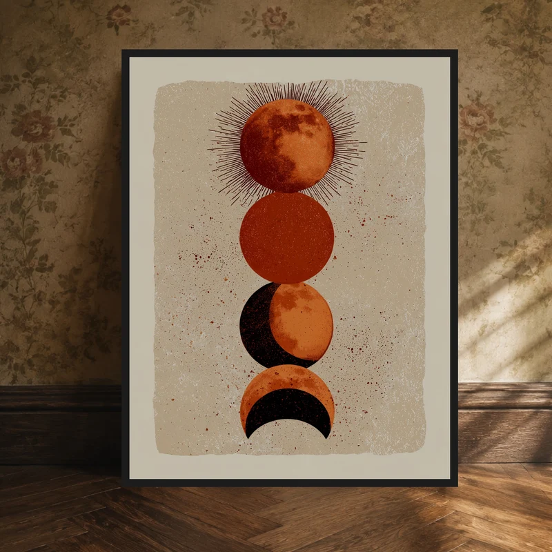 Mondphasen in Terrakotta Poster
