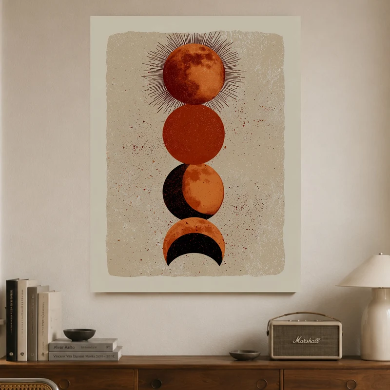 Mondphasen in Terrakotta Poster