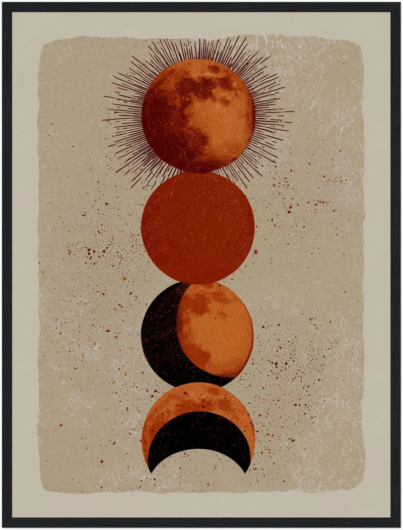 Mondphasen in Terrakotta Poster
