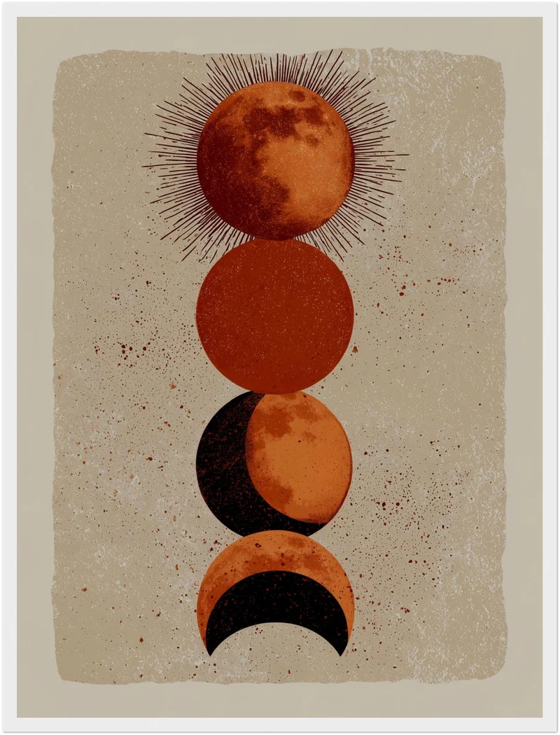 Mondphasen in Terrakotta Poster