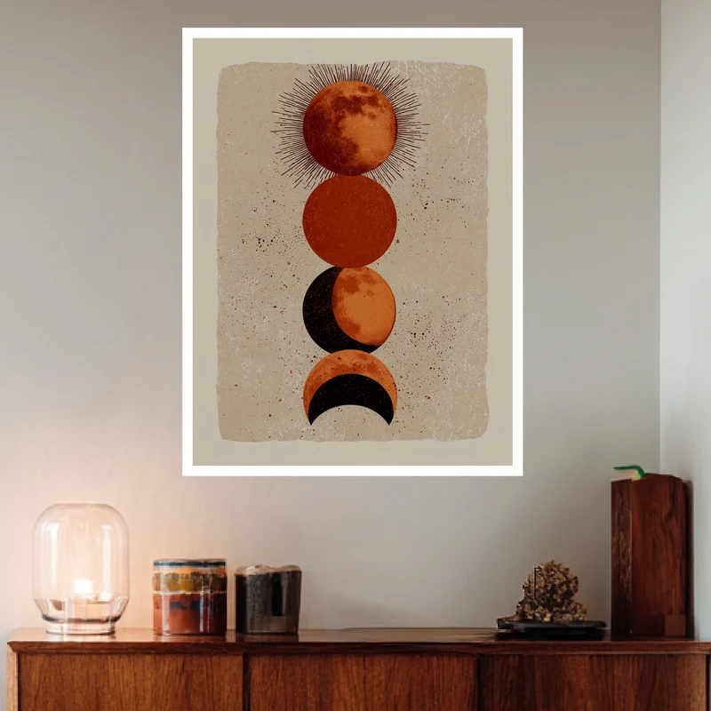 Mondphasen in Terrakotta Poster