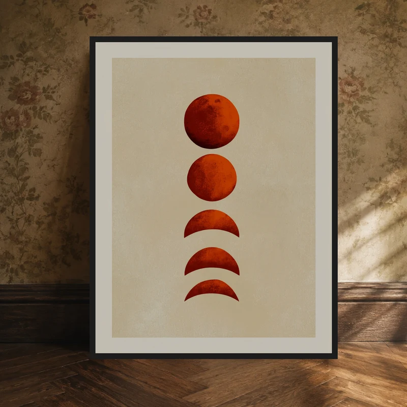 Mondphasen in Terrakotta Poster