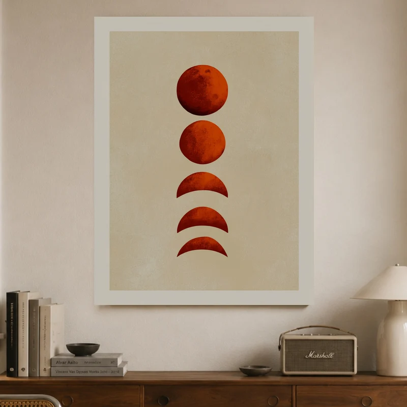 Mondphasen in Terrakotta Poster