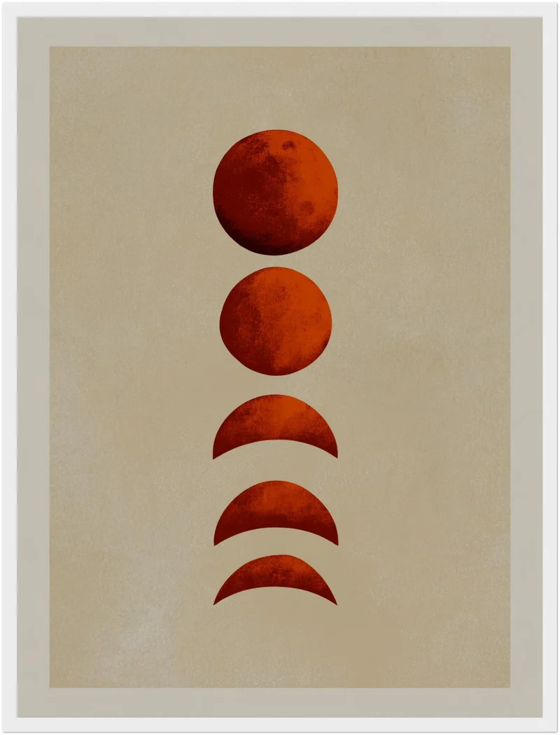 Mondphasen in Terrakotta Poster