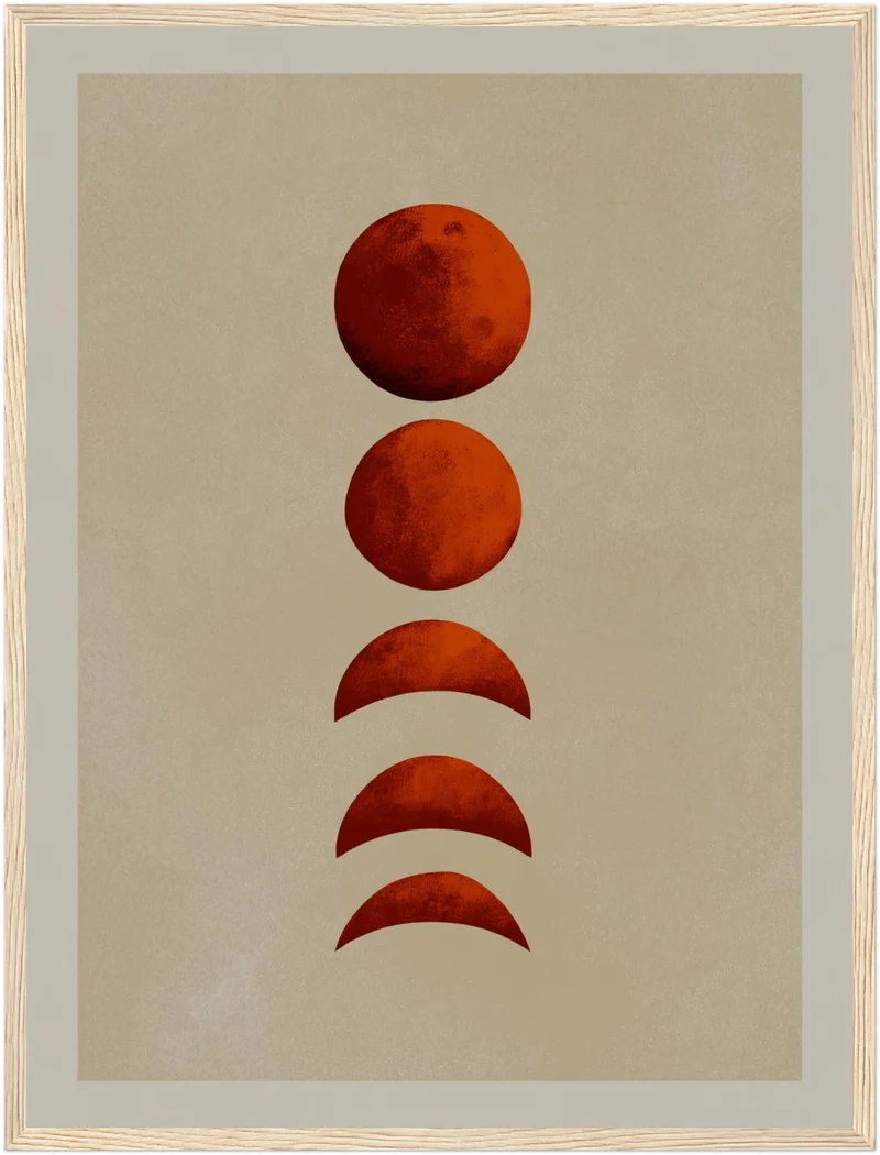 Mondphasen in Terrakotta Poster