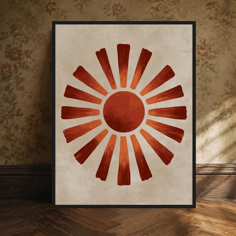 Vintage Sonne in Terrakotta Poster