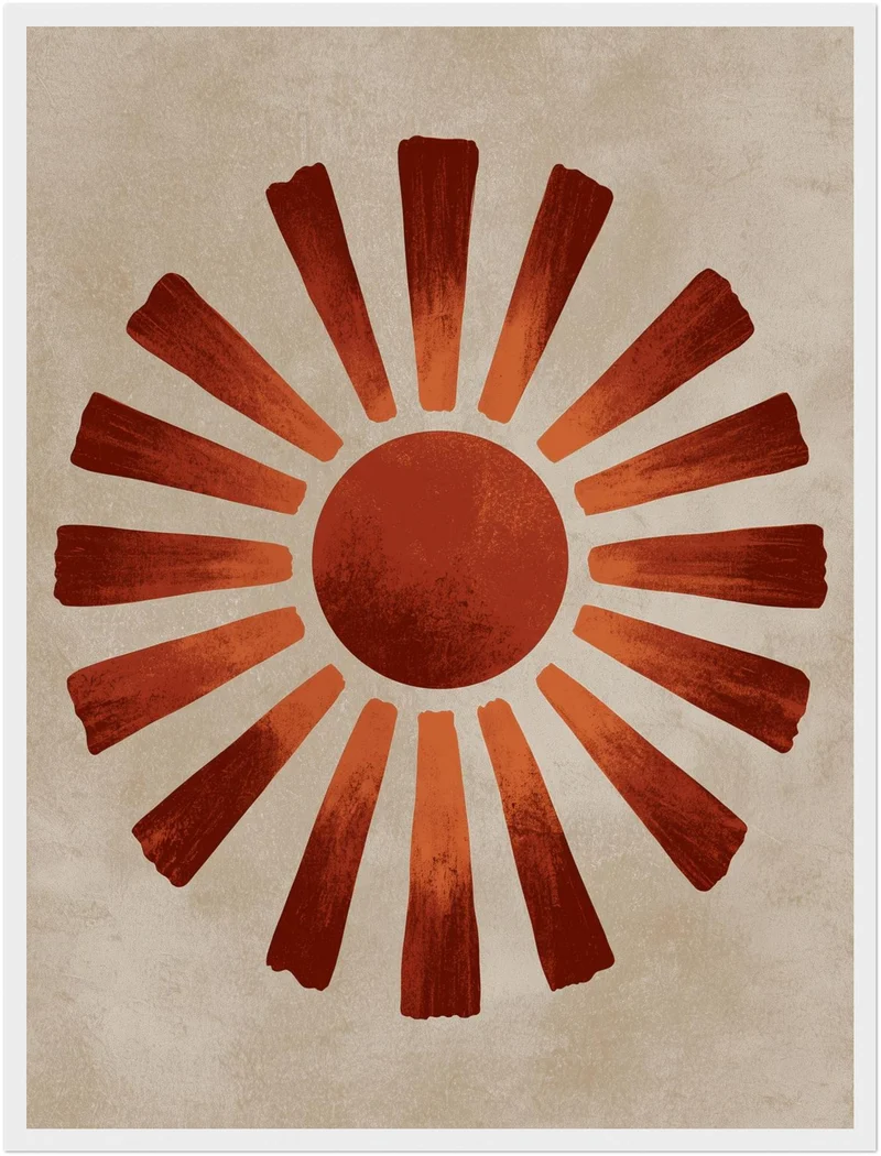 Vintage Sonne in Terrakotta Poster