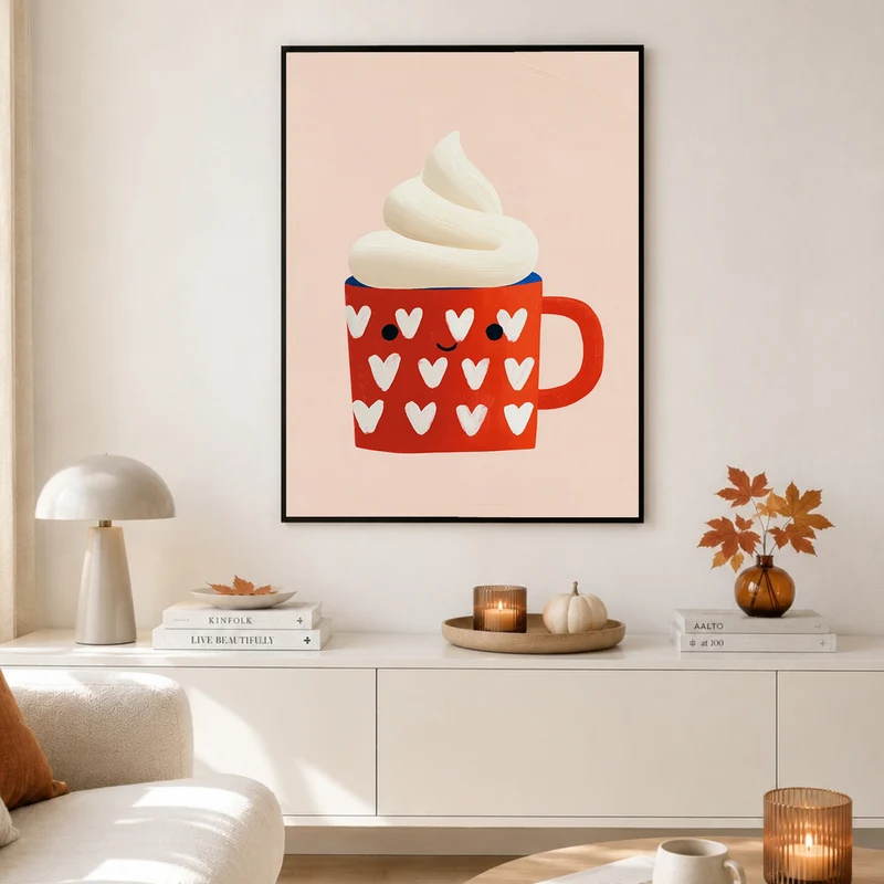 Rote Tasse mit Sahne Poster