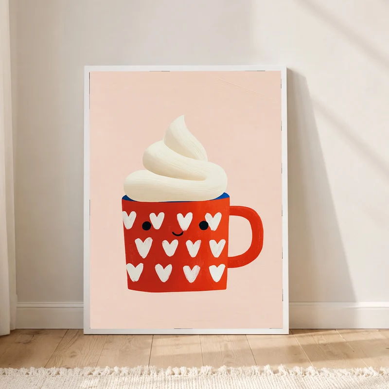 Rote Tasse mit Sahne Poster