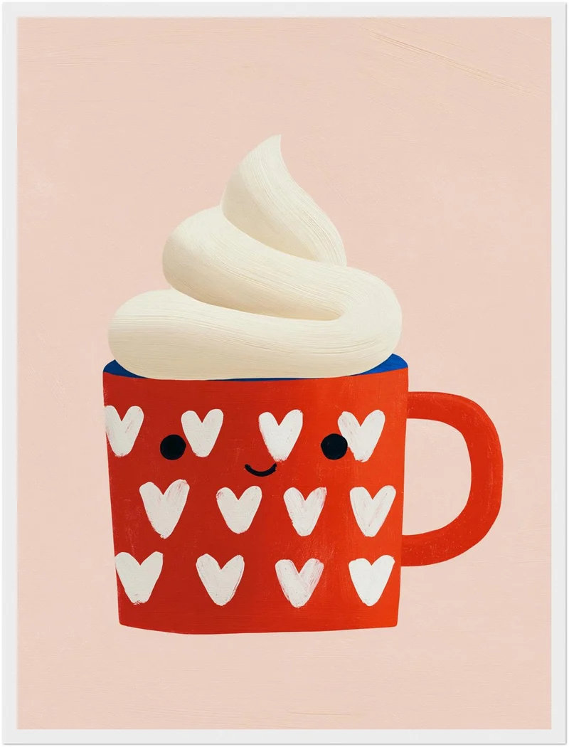 Rote Tasse mit Sahne Poster