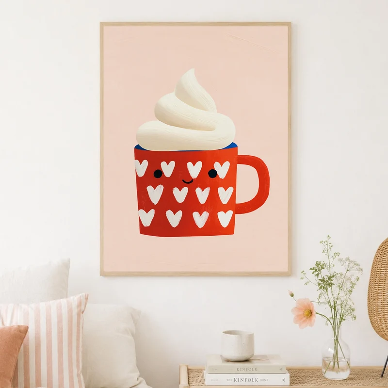 Rote Tasse mit Sahne Poster