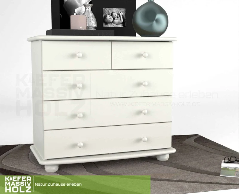 Claudia Kommode Bio Massivholz | Sideboard mit 3-XL Schubladen und 2 kleinen Anrichten