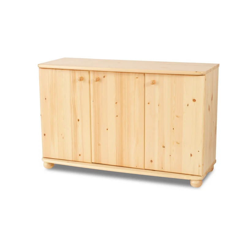 Claudia Kommode Bio Kiefer Massivholz | 3-Türig Sideboard mit 4-Regalfächern
