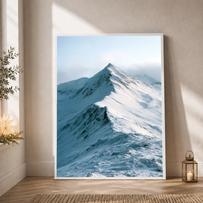 Stiller Wintergipfel im Schnee Poster