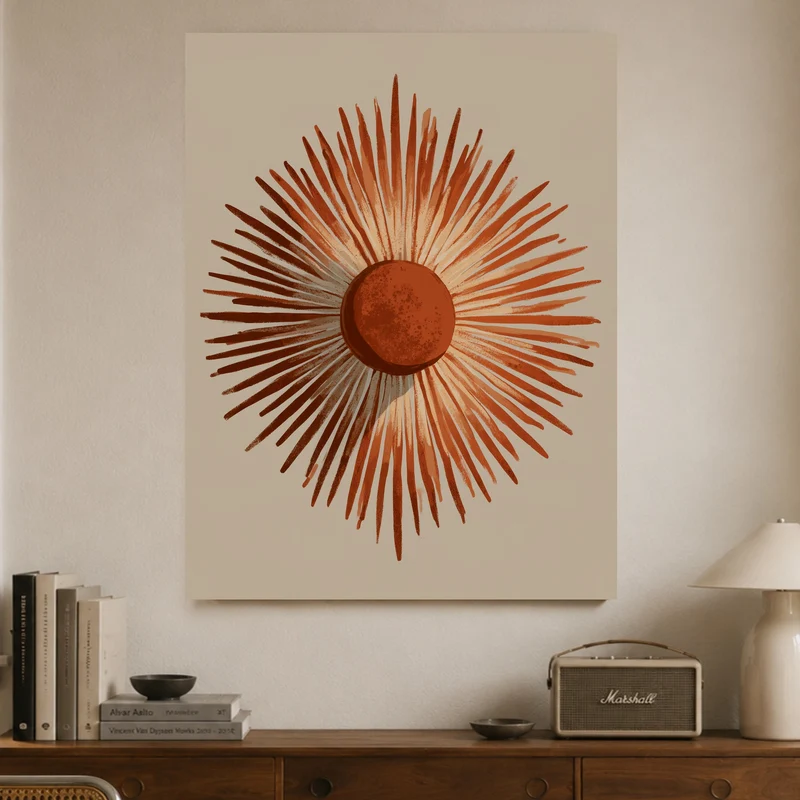 Terrakotta Sonne Vintage Leinwand