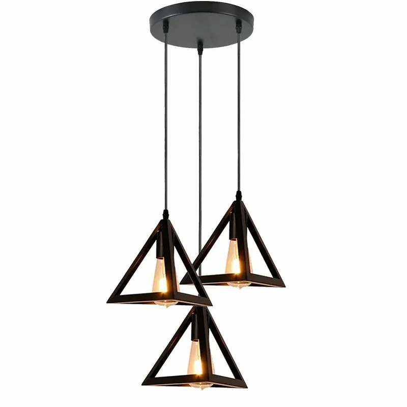 Moderne Schwarze 3 Kopf Pendelleuchte mit Verstellbarem Kabel~3461