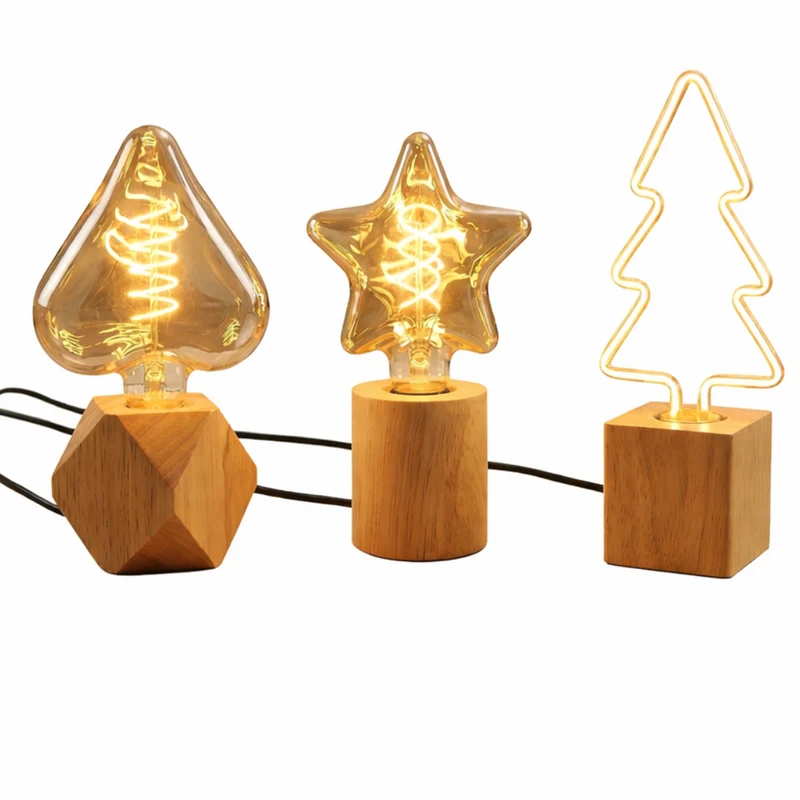 Dreifach-Holztischlampen für stimmungsvolle Beleuchtung~3448