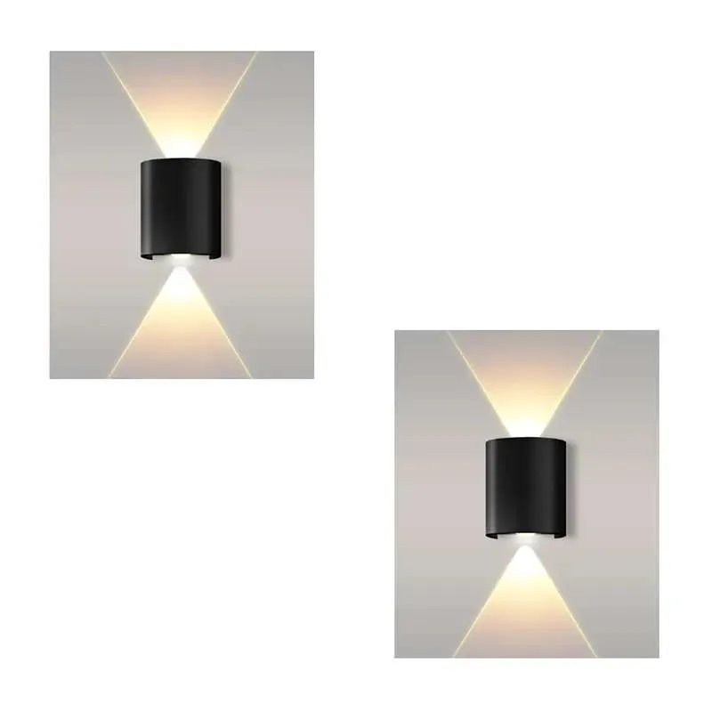 2W LED Innen-Außen Schwarz Gebogen UP Down Wandleuchte~3441