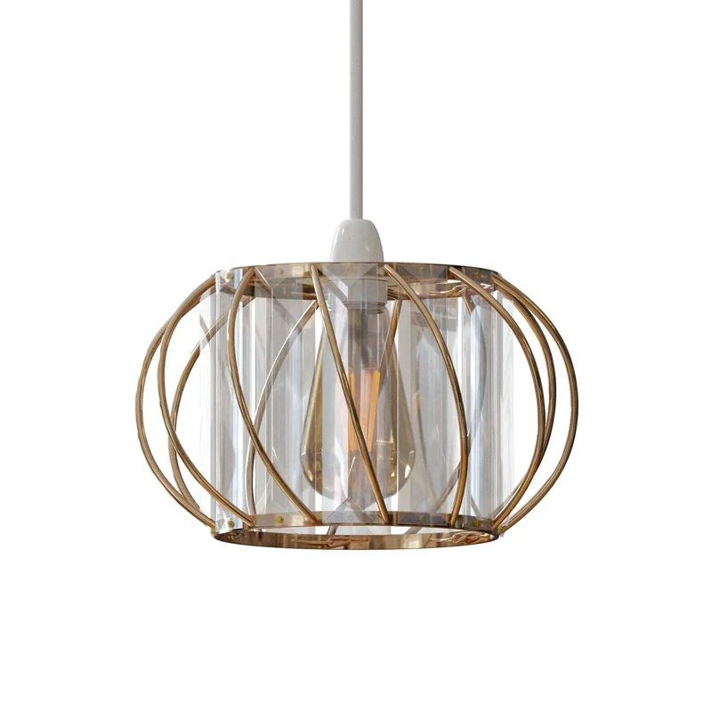 Moderner Kristall Glas Lampenschirm Metallkäfig | Ø 16 cm | E27 ~3438