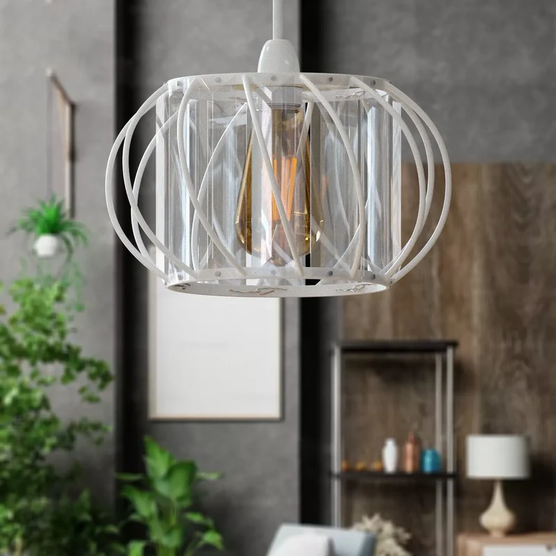 Moderner Kristall Glas Lampenschirm Metallkäfig | Ø 16 cm | E27 ~3438