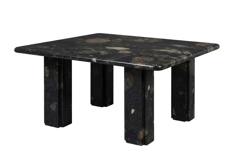 Casa Padrino Luxus Marmor Couchtisch Schwarz 70 x 70 x H. 33,5 cm - Quadratischer Couchtisch mit abgerundeten Ecken aus hochwertigem Norvigo Marmor - Luxus Möbel