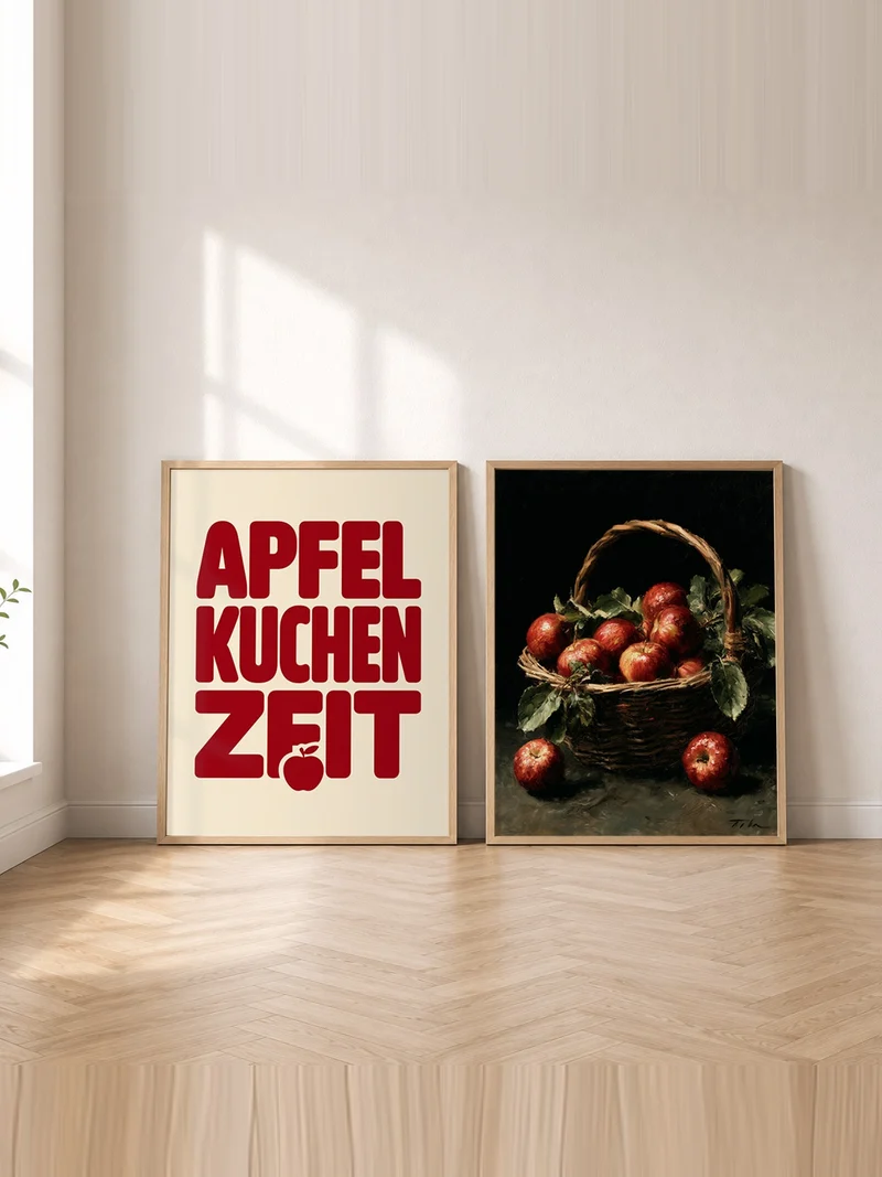 Apfel Poster Set – Retro & Stillleben (2er)