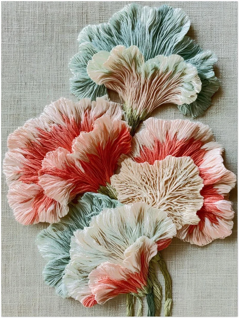 Stickerei Poster Set – Blüten in Pastell (2er)