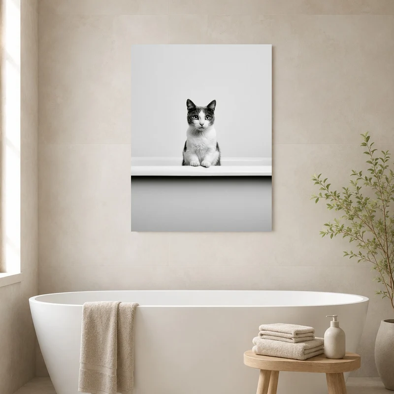 Katze in Badewanne Poster