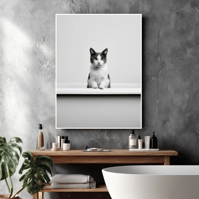 Katze in Badewanne Poster