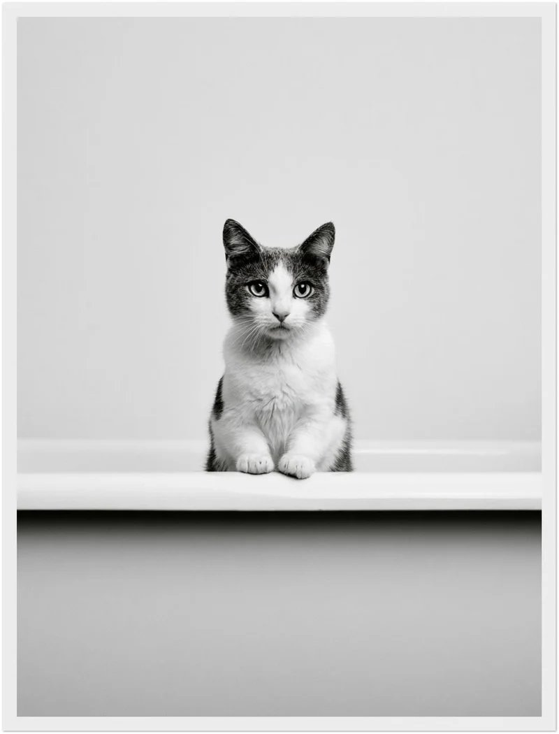 Katze in Badewanne Poster