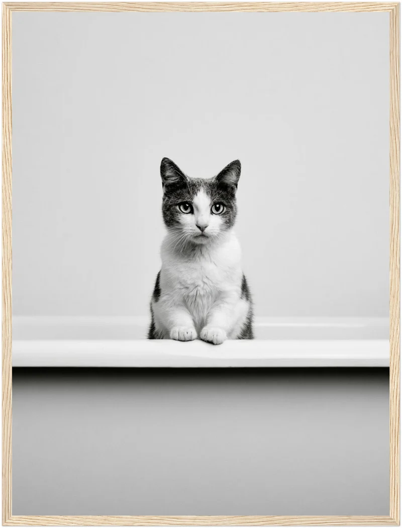 Katze in Badewanne Poster