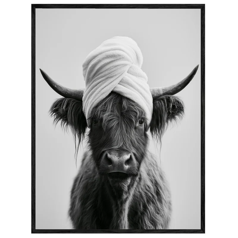 Highlander Kuh mit Handtuch Leinwand