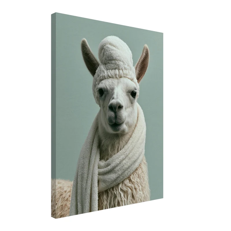 Lama mit Wintermütze Leinwand