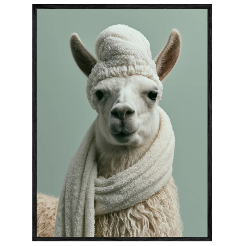 Lama mit Wintermütze Leinwand