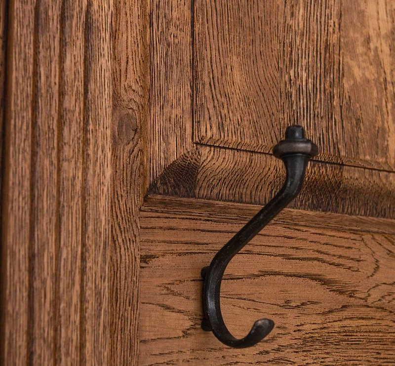 Schmale Garderobe aus massiver Eiche mit Ablage und 3 Haken
