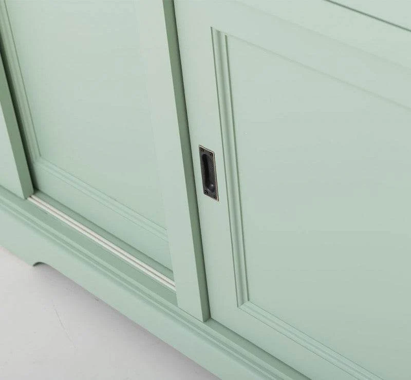 Großer Wohnzimmerschrank aus Massivholz | Buffet- und Geschirrschrank mit 12 Türen und 9 Schubladen | Vitrine mit Schiebetüren