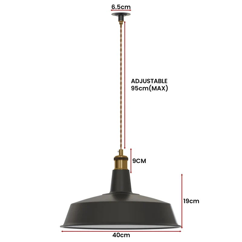 Schwarz Metall Decke E27 Leerrohr Pendelleuchte Kit ~3346