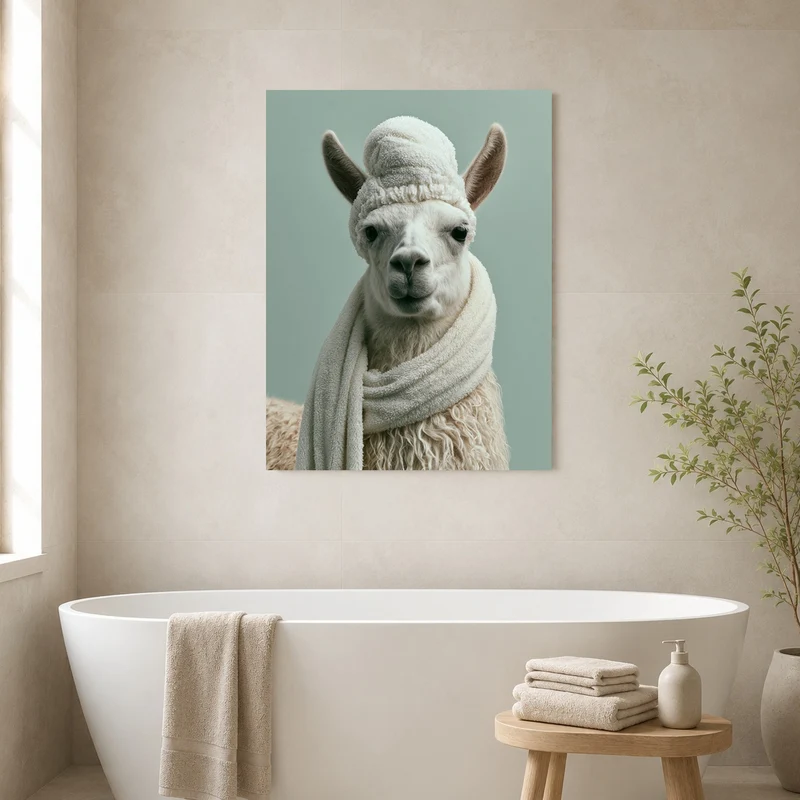Lama mit Wintermütze Poster