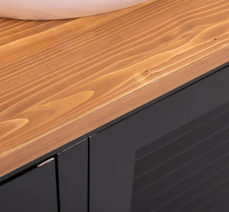 Badezimmerset - Doppelwaschtisch und großer Spiegel aus Massivholz