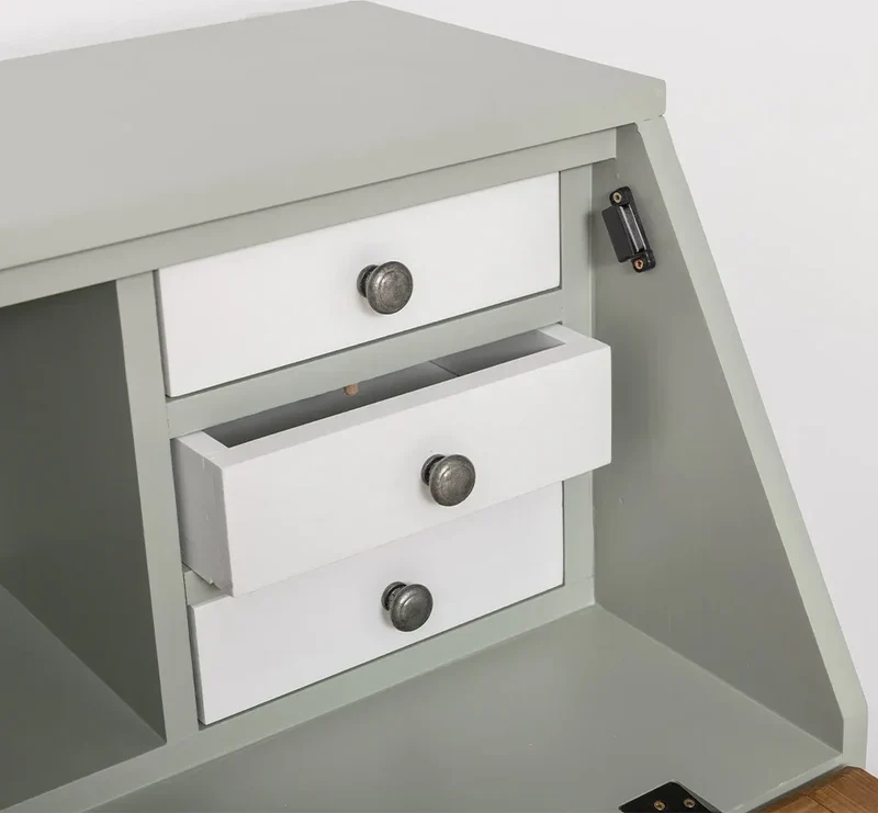 Breiter Sekretär aus Massivholz - klappbar