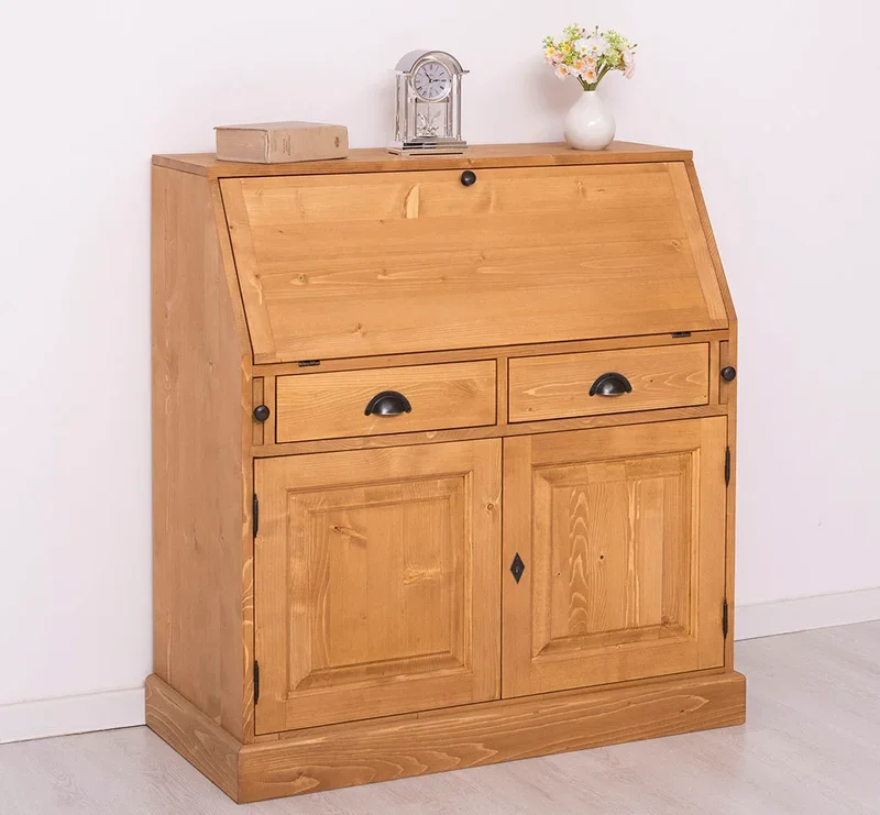 Breiter Sekretär aus Massivholz - klappbar