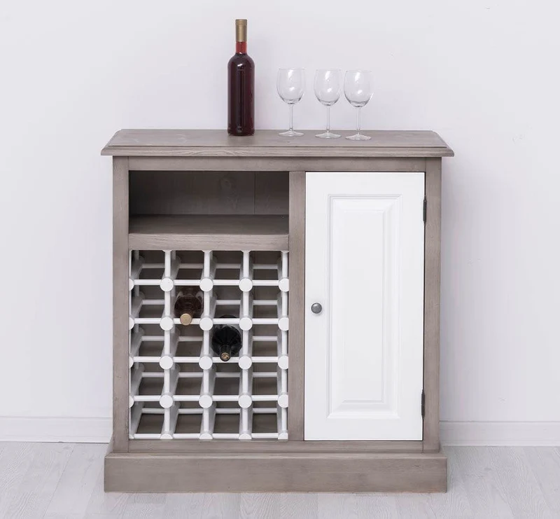 Weinschrank aus Massivholz | Weinregal mit Ablage und Tür