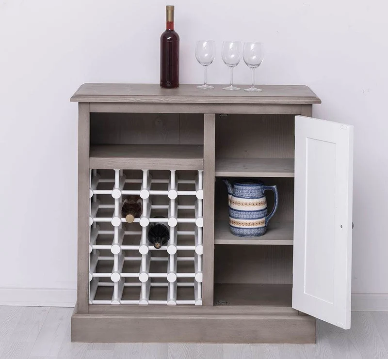 Weinschrank aus Massivholz | Weinregal mit Ablage und Tür