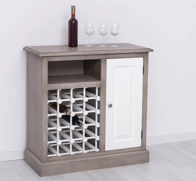 Weinschrank aus Massivholz | Weinregal mit Ablage und Tür