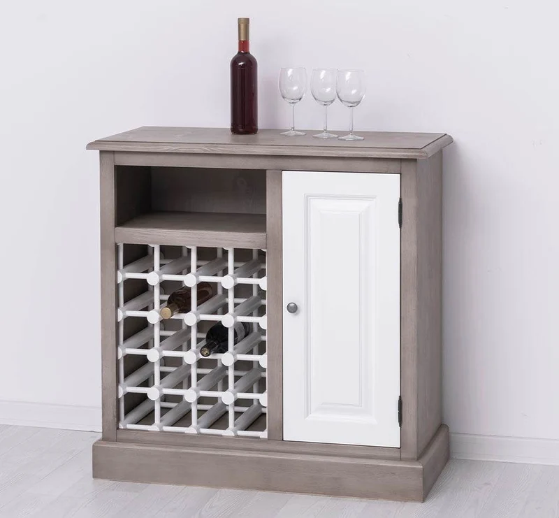 Weinschrank aus Massivholz | Weinregal mit Ablage und Tür