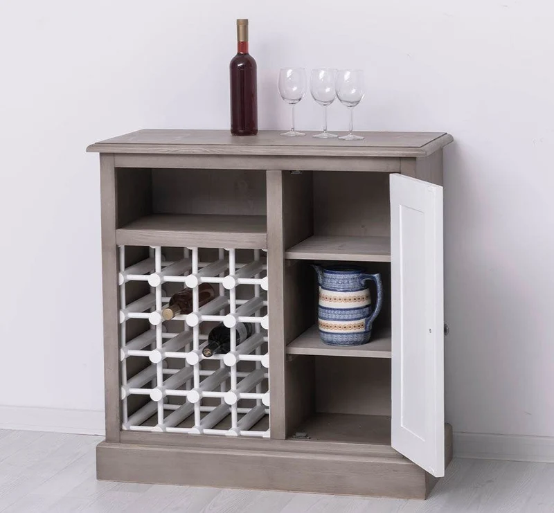 Weinschrank aus Massivholz | Weinregal mit Ablage und Tür