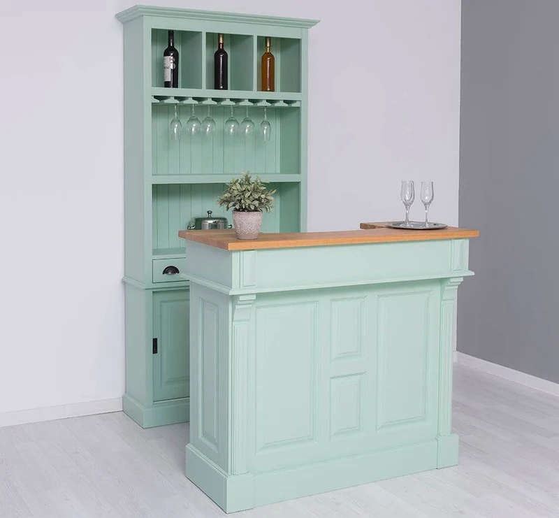 Bar-Set bestehend aus Empfangstheke| Bartresen und Buffetschrank mit Glashalterungen